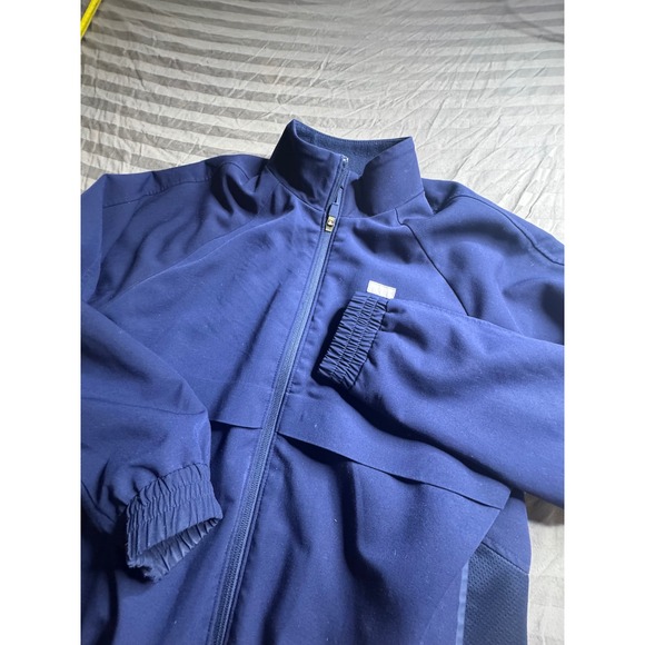 FIGS Technical Collection Navy Blue Full Zip Mesh Bomber Jacket Mens Small